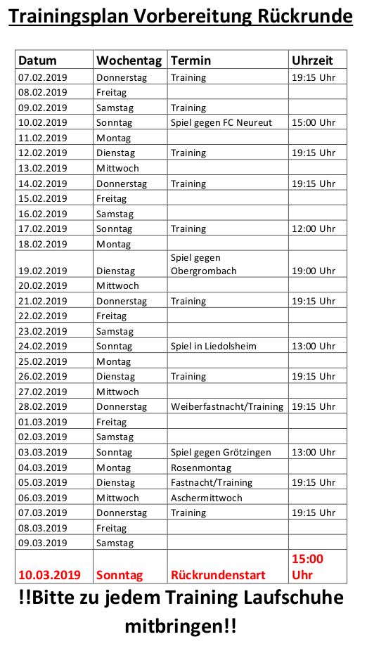 Vorbereitung Rckrunde Winter 19
