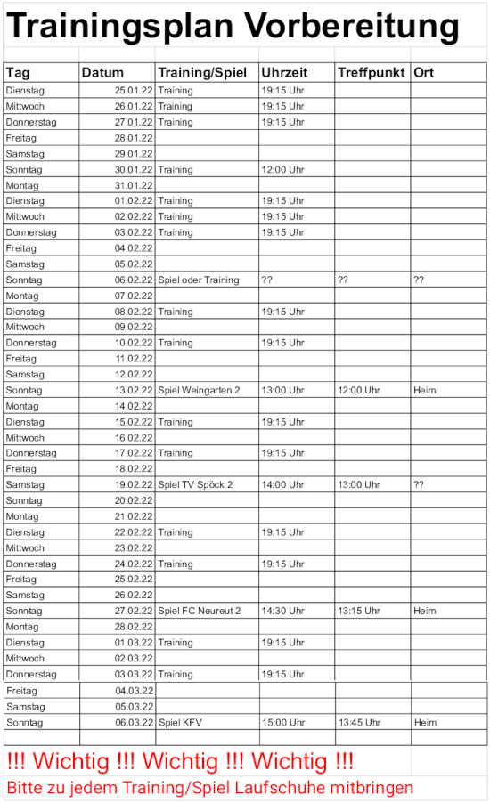 Trainingsplan 1 22