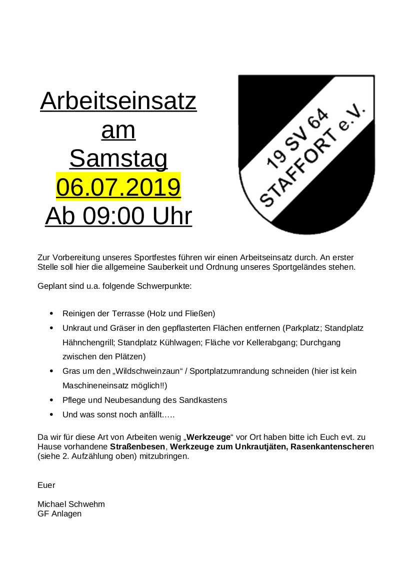 A4 Plakat Arbeitseinsatz 2